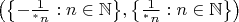 $\bigl(\bigl\{-\frac1{{}^*n}:n\in\mathbb N\bigr\},\bigl\{\frac1{{}^*n}:n\in\mathbb N\bigr\}\bigr)$