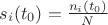 $s_i(t_0)=\frac{n_i(t_0)}{N}$