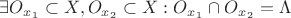 $\exists {O_x__1} \subset X, {O_x__2} \subset X: {O_x__1} \cap {O_x__2} = \Lambda$