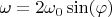 $$\omega=2\omega_0\sin(\varphi)$$