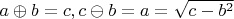$a \oplus b=c , c \ominus b = a = \sqrt{c - b^2}$