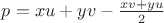 $p=xu+yv-\frac{xv+yu}2$