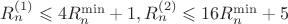 $R_n^{\operatorname{(1)}}\leqslant4R_n^{\min}+1,R_n^{\operatorname{(2)}}\leqslant16R_n^{\min}+5$