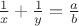 $\frac{1}{x} + \frac{1}{y} = \frac{a}{b}$