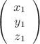 $ \left( \begin{array}{cc} x_1 \\ 
y_1\\z_1 \end{array} \right)$