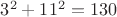 $3^2+11^2=130$
