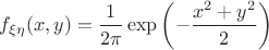 $f_{\xi\eta}(x,y)=\dfrac{1}{{2\pi}} \exp\left(-\dfrac{x^2+y^2}{2}\right)$