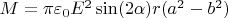 $M = \pi\varepsilon_0E^2\sin(2\alpha)r (a^2-b^2)$
