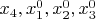 $x_4,x_1^0,x_2^0,x_3^0$