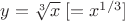 $y=\sqrt[3]{x}\;[=x^{1/3}]$