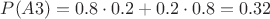 $P(A3)=0.8\cdot 0.2+0.2\cdot 0.8= 0.32$