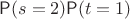 $\mathsf P(s=2)\mathsf P(t=1)$