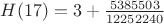 $H(17) = 3 + \frac{5385503}{12252240}$