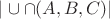 $|\cup \cap (A,B,C)|$