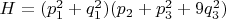 $H = (p_{1}^{2} + q_{1}^{2})(p_{2} + p_{3}^{2} + 9q_{3}^{2} )$