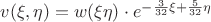 $v(\xi,\eta)=w(\xi\eta)\cdot e^{-\frac{3}{32}\xi+\frac{5}{32}\eta}$