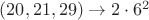 $(20,21,29) \to 2\cdot 6^2$