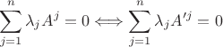 $$\sum\limits_{j=1}^{n} \lambda_j A^{j}=0 \Longleftrightarrow \sum\limits_{j=1}^{n} \lambda_j A'^{j}=0 $$