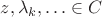 $z,\lambda_k,\ldots \in C$