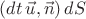 $(dt \, \vec u, \vec n) \, dS$