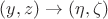 $(y,z)\to (\eta,\zeta)$