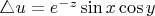 $\triangle u = e^{-z} \sin x \cos y$