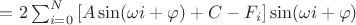 $=2\sum_{i=0}^{N}\left [ A\sin(\omega i+\varphi)+C-F_i \right ]\sin( \omega i+ \varphi )$