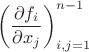 $$
\left(\frac{\partial f_i}{\partial x_j}\right)_{i,j=1}^{n-1}
$$