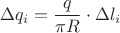 $$\[\Delta {q_i} = \frac{q}{{\pi R}} \cdot \Delta {l_i}\]$$