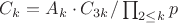 $C_{k}=A_k \cdot C_{3k}/\prod_{2\leq k} {p}$
