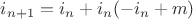 $i_{n+1}=i_n+i_n(-i_n+m)$