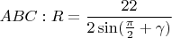 $ABC: R=\dfrac{22}{2\sin({\frac{\pi}{2}+\gamma})}$