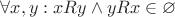 ${\displaystyle \forall x,y:xRy\land yRx\in \varnothing$
