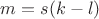$m = s(k - l)$