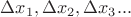 $\Delta x_1, \Delta x_2, \Delta x_3 ...$