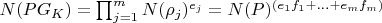 $N(P G_K)=\prod_{j=1}^m N(\rho_j)^{e_j}=N(P)^{(e_1 f_1+...+e_m f_m)}$