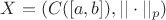 $X=(C([a,b]), ||\cdot||_p)$