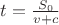 $t = \frac{S_0}{v + c}$ $t = \frac{S_0}{v + c}$
