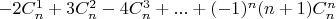 $-2C^1_n+3C^2_n-4C^3_n+...+(-1)^n(n+1)C^n_n
$