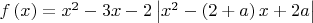 $f\left( x \right) = {x^2} - 3x - 2\left| {{x^2} - \left( {2 + a} \right)x + 2a} \right|$