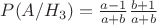 $P(A/H_3)=\frac{a-1}{a+b}\frac{b+1}{a+b}$