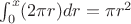 $\int_0^x(2\pi r)dr=\pi r^2$