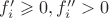 $f'_i \geqslant 0, f''_i>0$