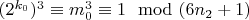 $(2^{k_0})^3\equiv m_0^3\equiv 1\mod (6n_2 + 1)$