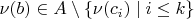 $\nu (b) \in A\setminus \{\nu (c_i) \mid i\le k \}$
