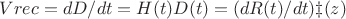 $Vrec=dD/dt=H(t)D(t)=(dR(t)/dt)&chi;(z)$