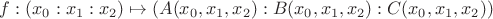 $f : (x_0 : x_1 : x_2) \mapsto (A(x_0,x_1,x_2) : B(x_0,x_1,x_2) : C(x_0,x_1,x_2))$
