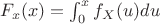$F_x(x) =\int^x_0 f_X(u)du$