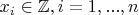 $x_i \in \mathbb Z, i=1,...,n$