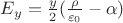 $E_{y}=\frac{y}{2}(\frac{\rho}{\varepsilon_{0}}-\alpha)$